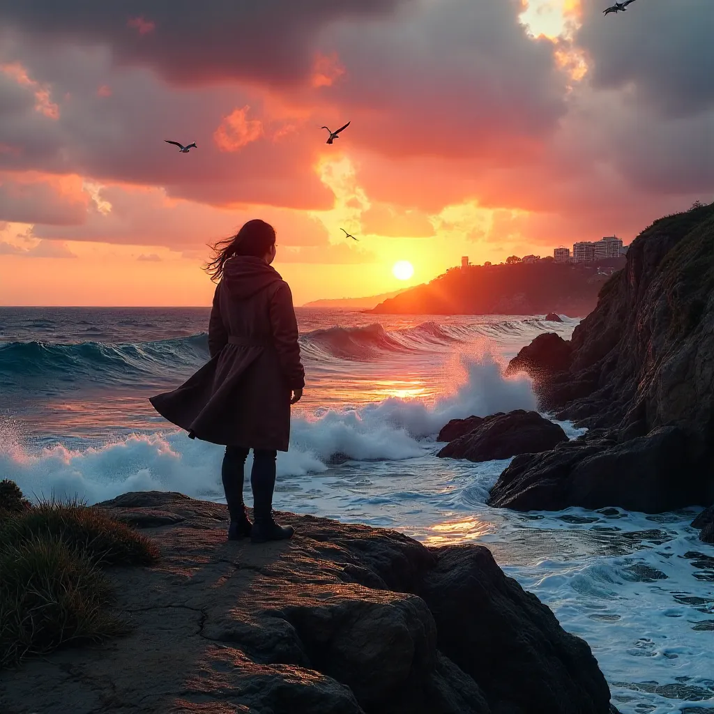Silhouette on a Sunset Cliff at South Coogee