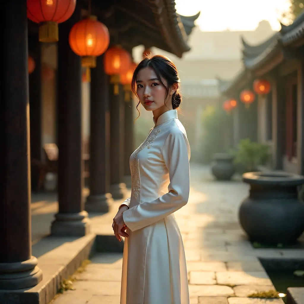 Graceful Ao Dai at Hội An Ancient Temple