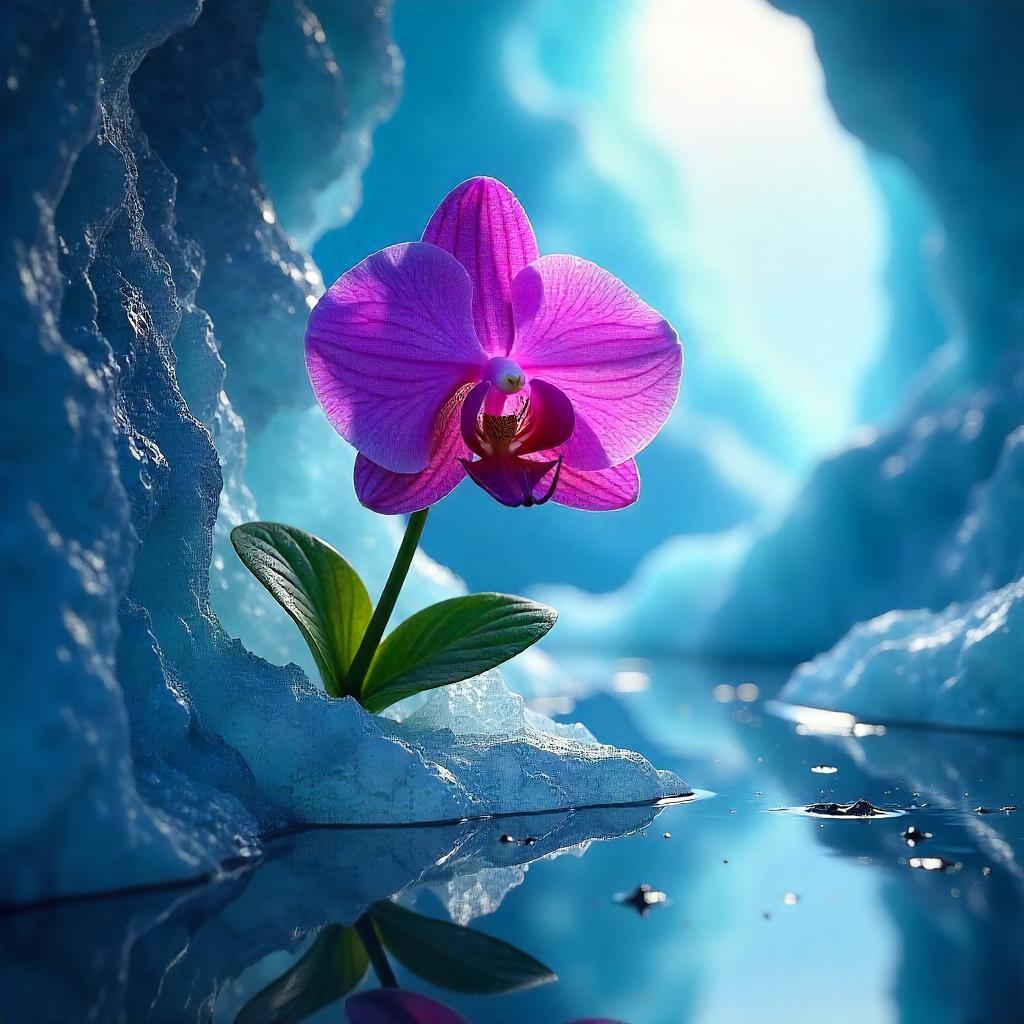 Crystal Flower in an Ice Cave - 3D Render