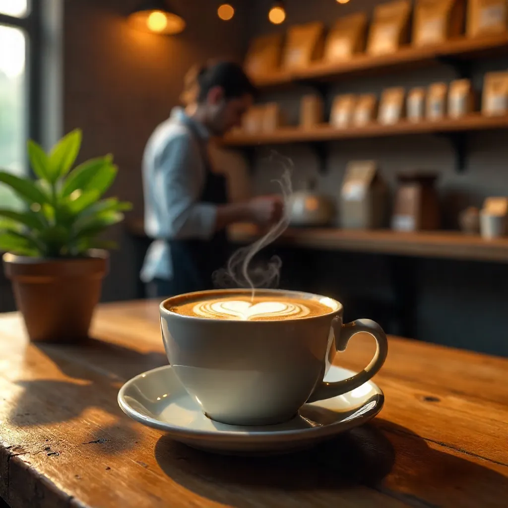 Cozy Latte in a Warm Coffee Shop