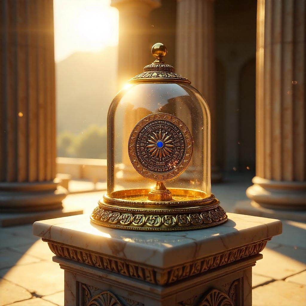 Gleaming Sacred Relic in an Ancient Greek Temple