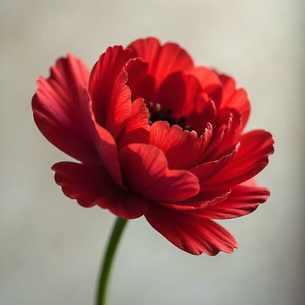 Close-Up Red Ranunculus on Minimal Backdrop