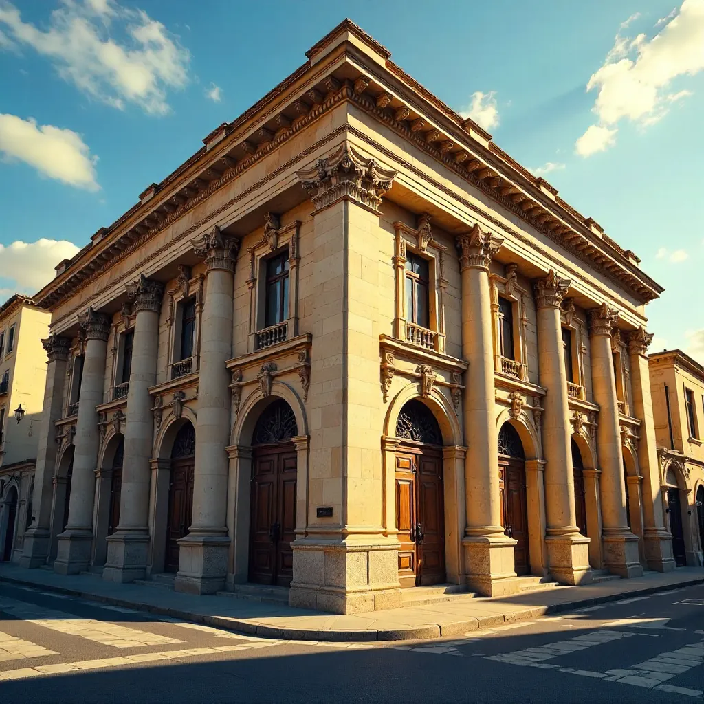 Sunlit Corner of a Classical Building