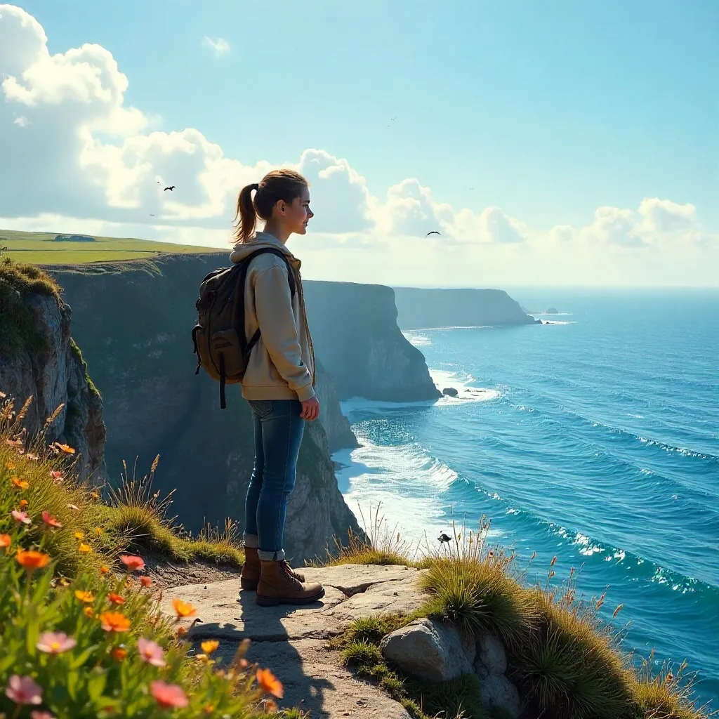 Clifftop Golden Hour: Ocean View Adventure