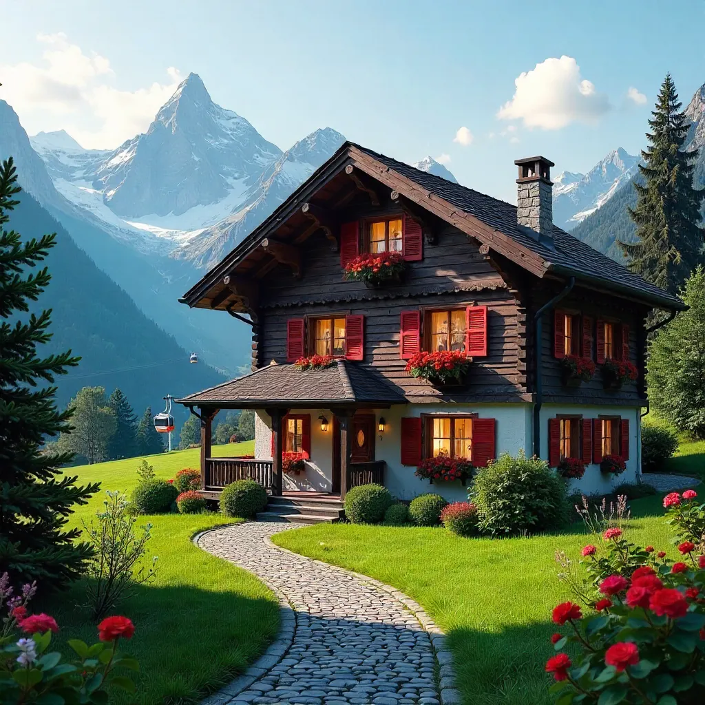 Chalet Grindelwald with Red Shutters
