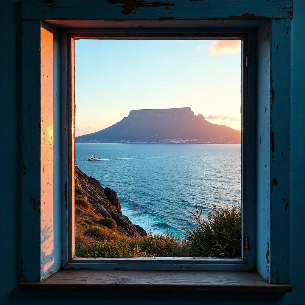 Framed View of Table Mountain Over the Atlantic