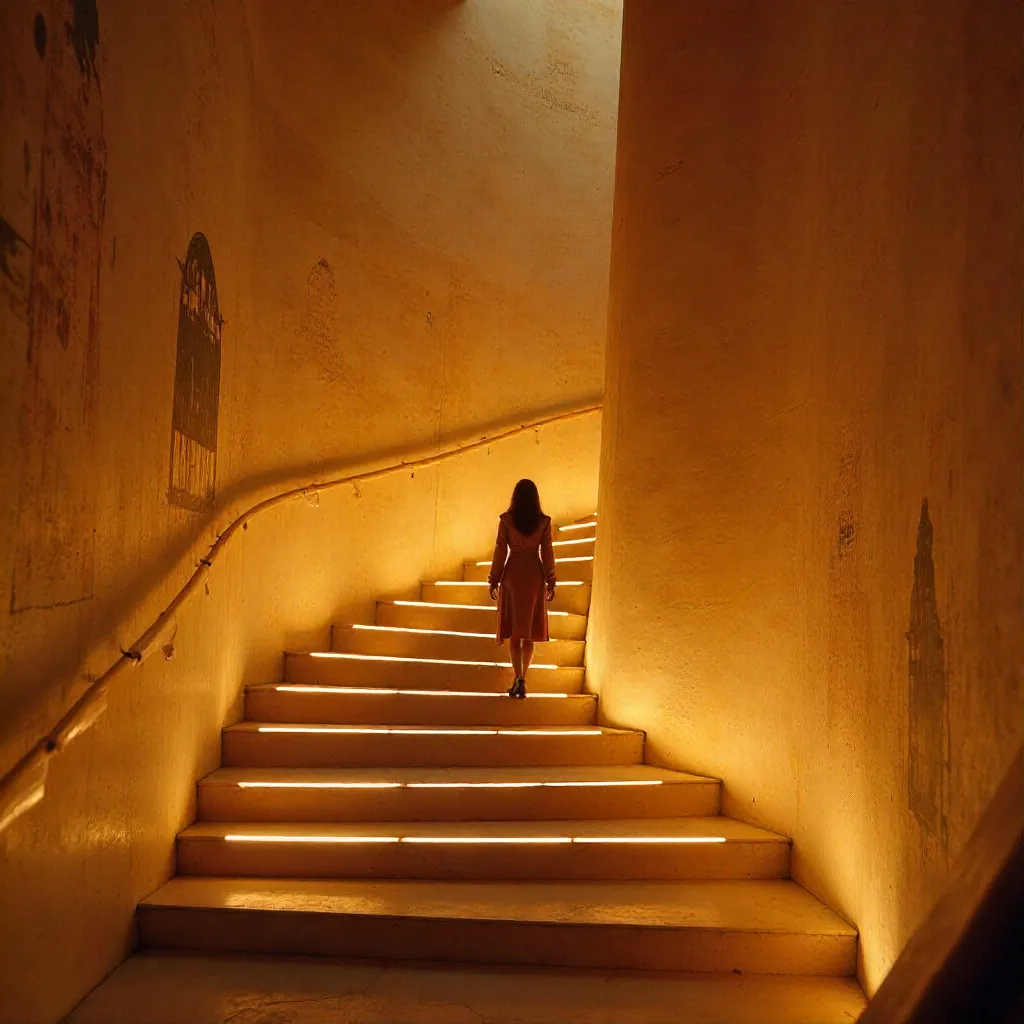 Descents in Warm Light: A Spiral Staircase Dream