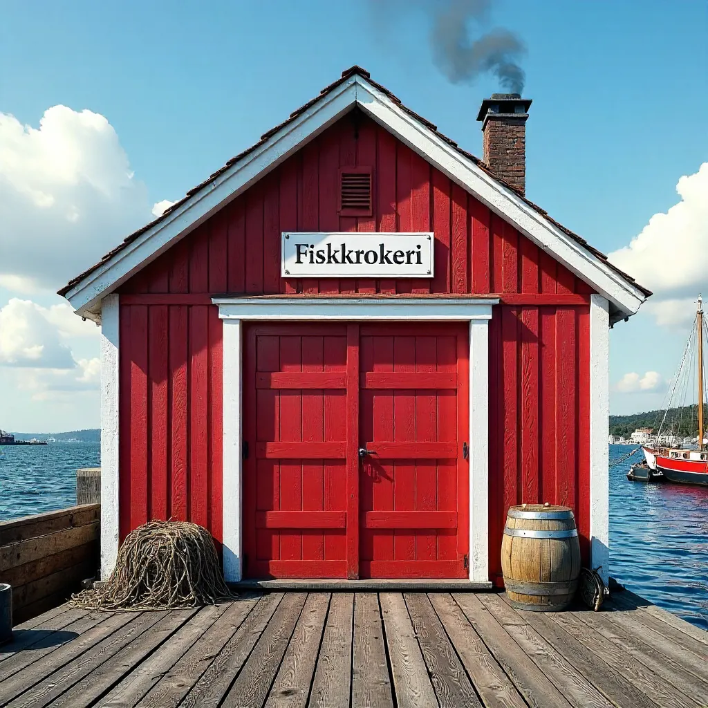 Front View of a Traditional Swedish Fiskrökeri