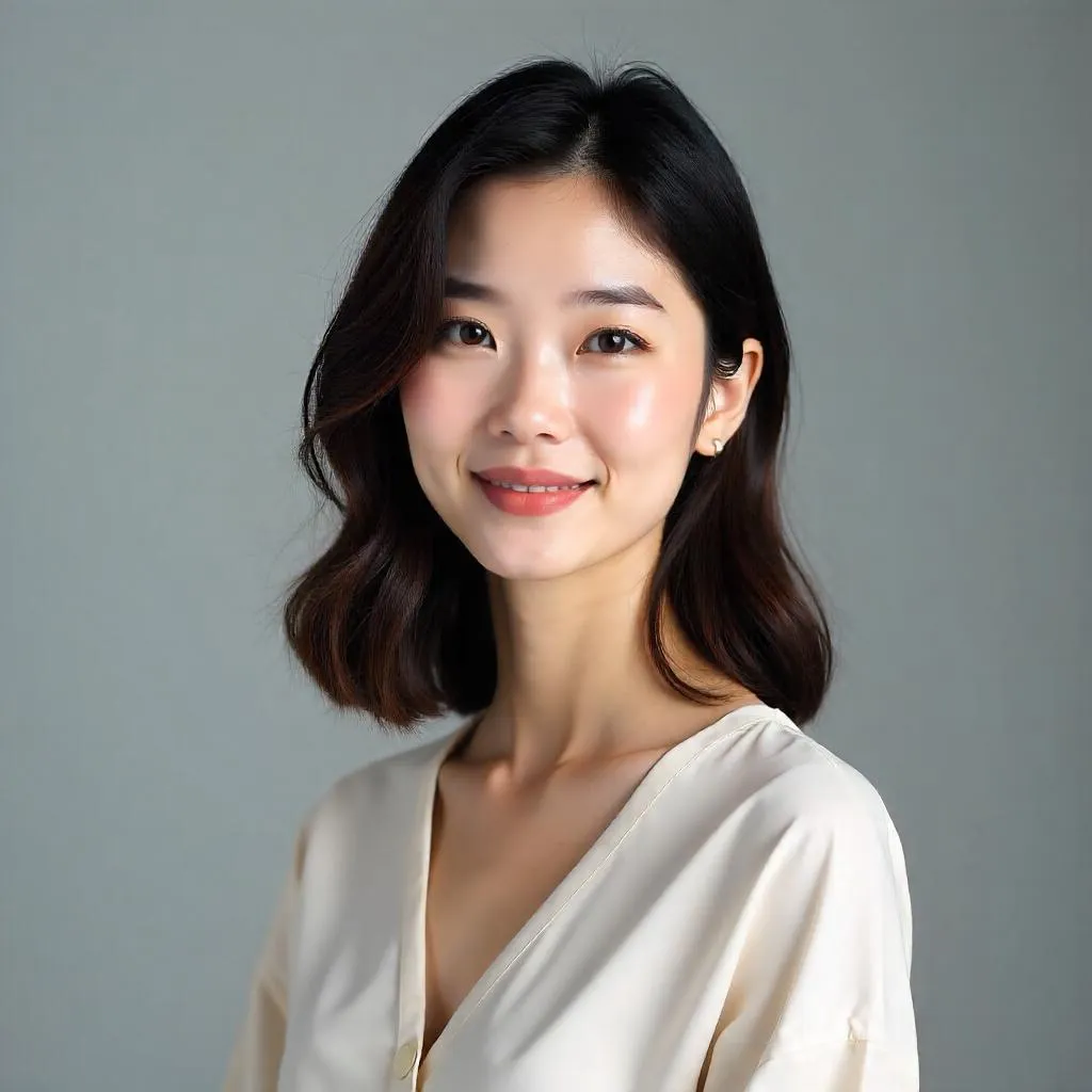 Studio Portrait of a Photorealistic Young Asian Woman
