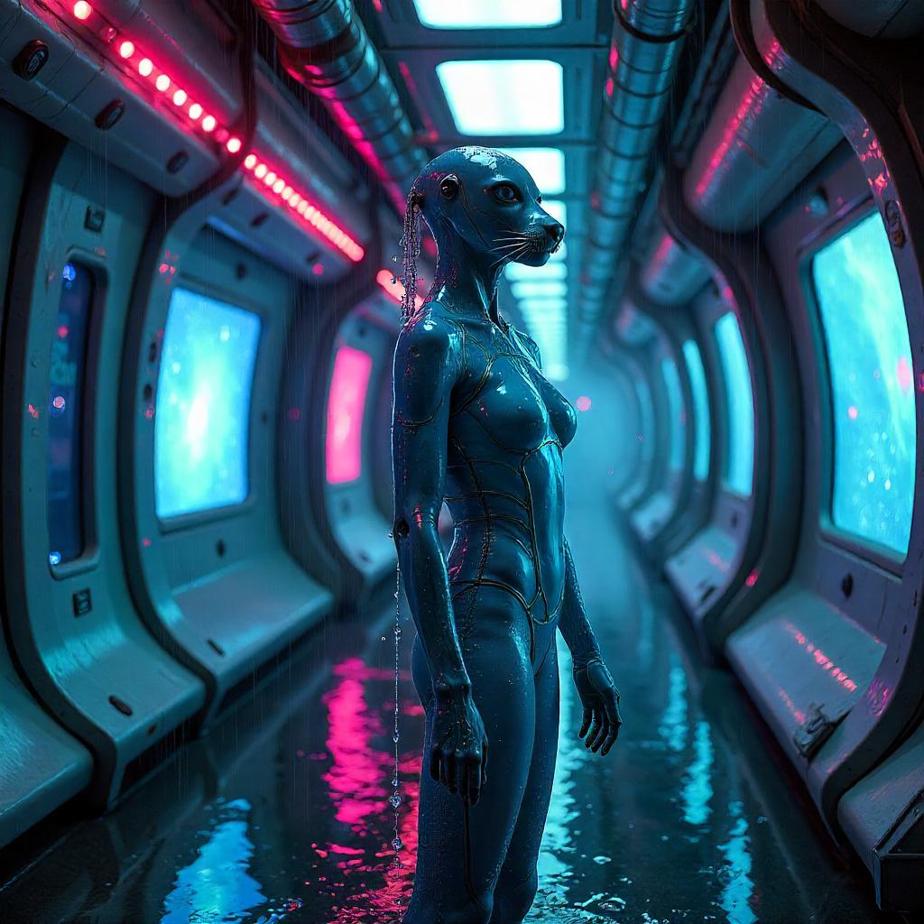 Selkie in the Neon Orbital Station