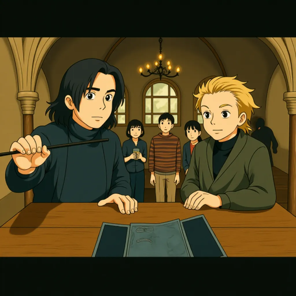 Alan Rickman, Maggie Smith, Rupert Grint, Daniel Radcliffe, and Emma Watson in Harry Potter and the Half-Blood Prince (2009) - Anime style