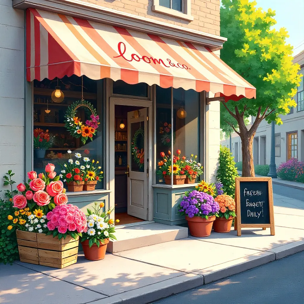 Colorful Florals Outside a Cozy Flower Shop