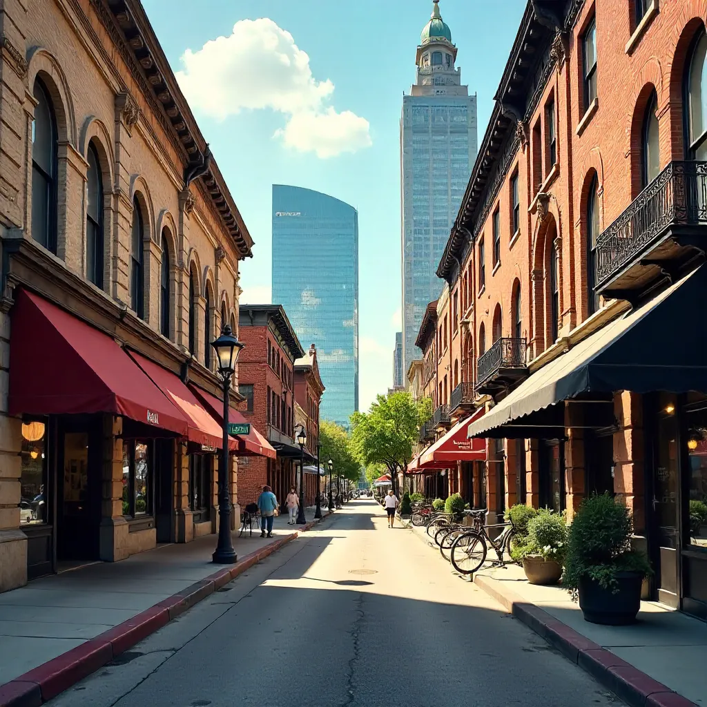 Sunny Historic Street View in Downtown Houston