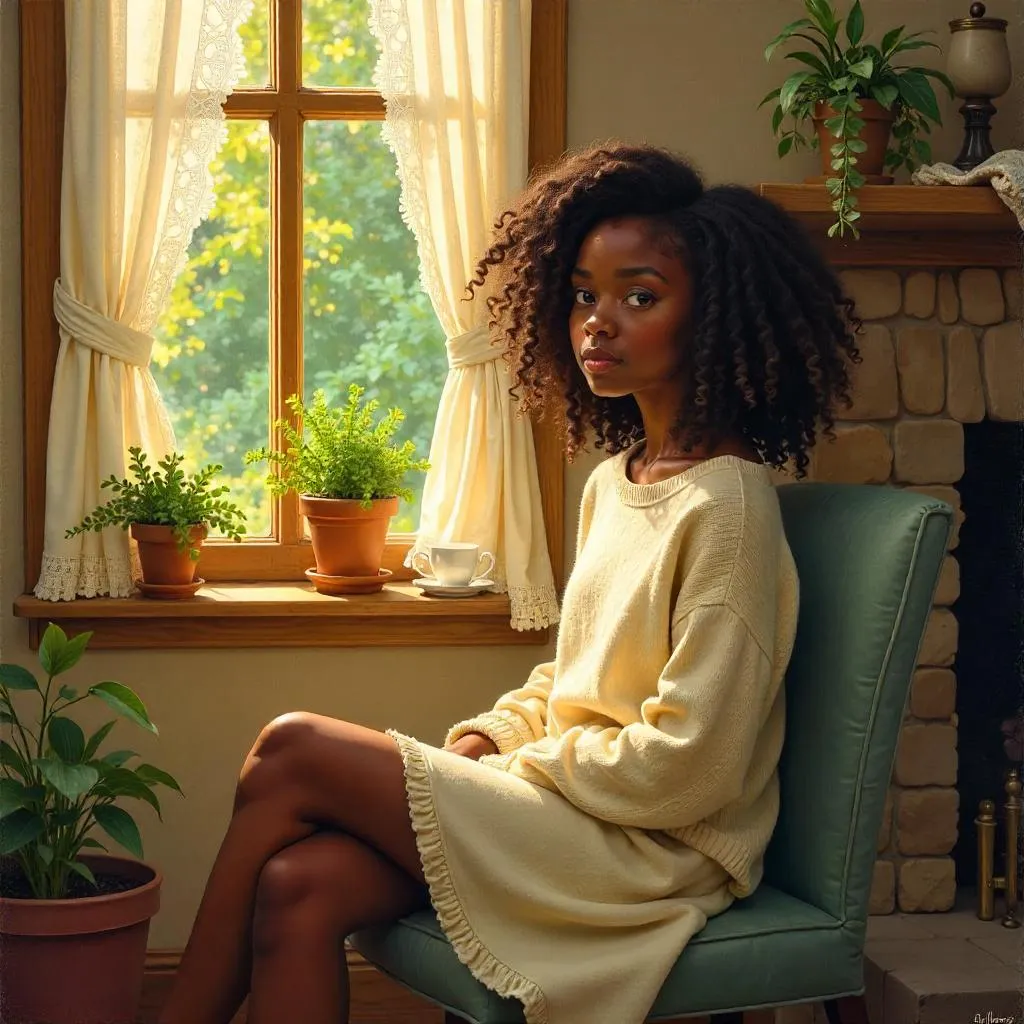 Oil Portrait in a Cozy Cottage