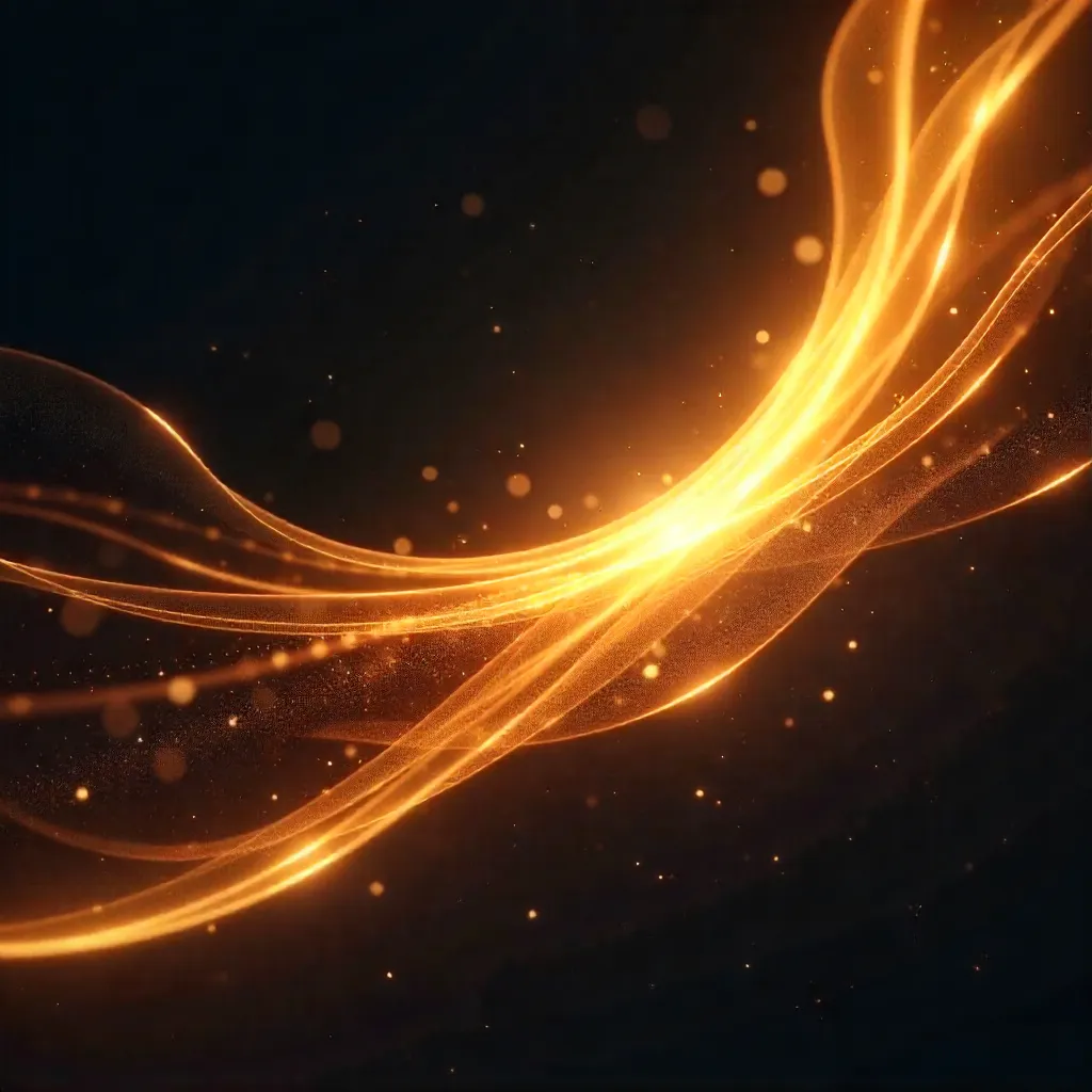 Swirling Golden Light Trails in the Dark