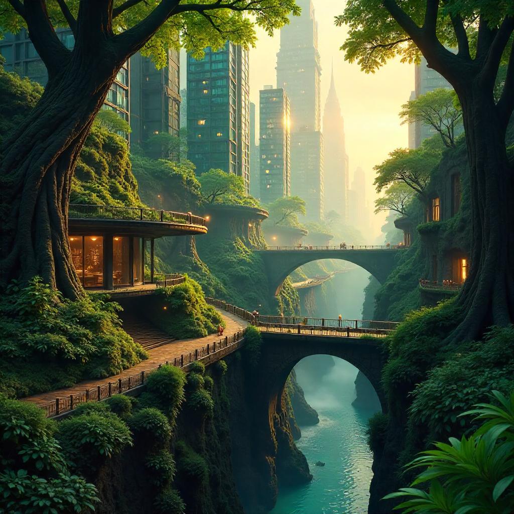 Mystical Forest City: A Photoreal Metropolis