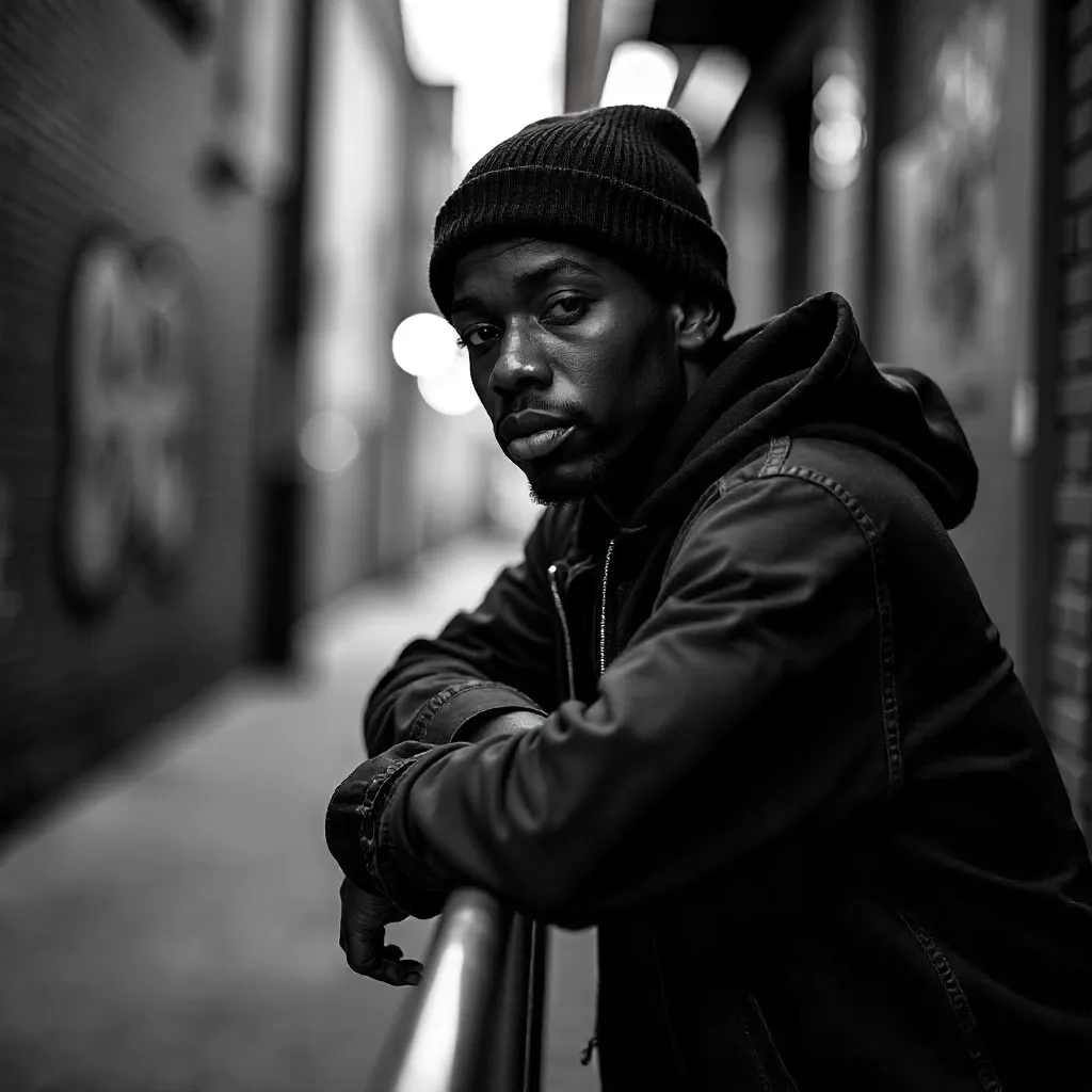 Moody Street Portrait on a Railing