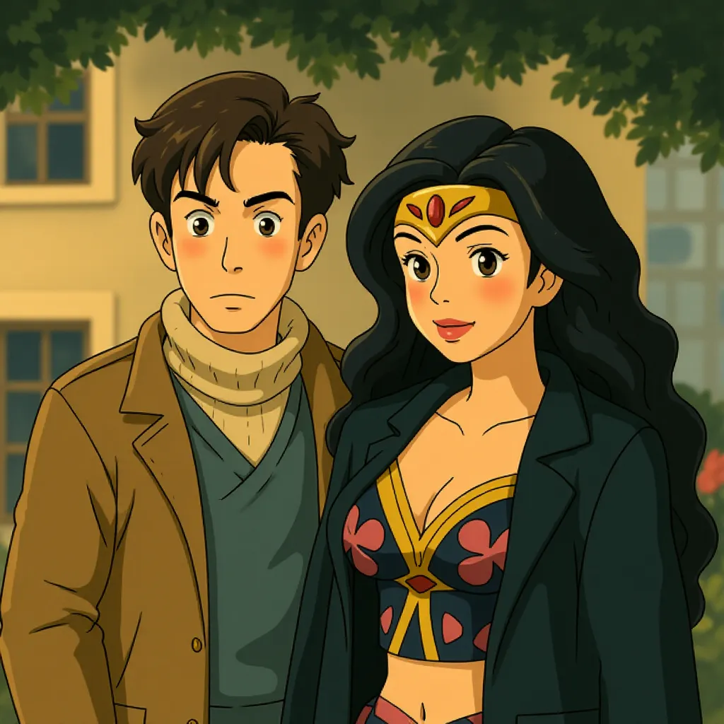 Chris Pine and Gal Gadot in Wonder Woman (2017) - Anime style