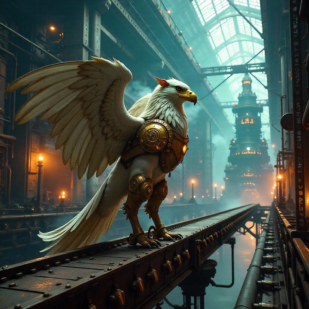 Concept Art: Griffin in a Steam-Powered Factory