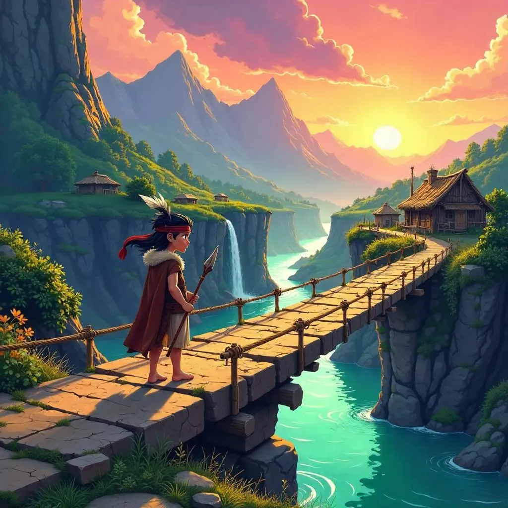 Stone Age Anime Bridge at Sunset Gorge
