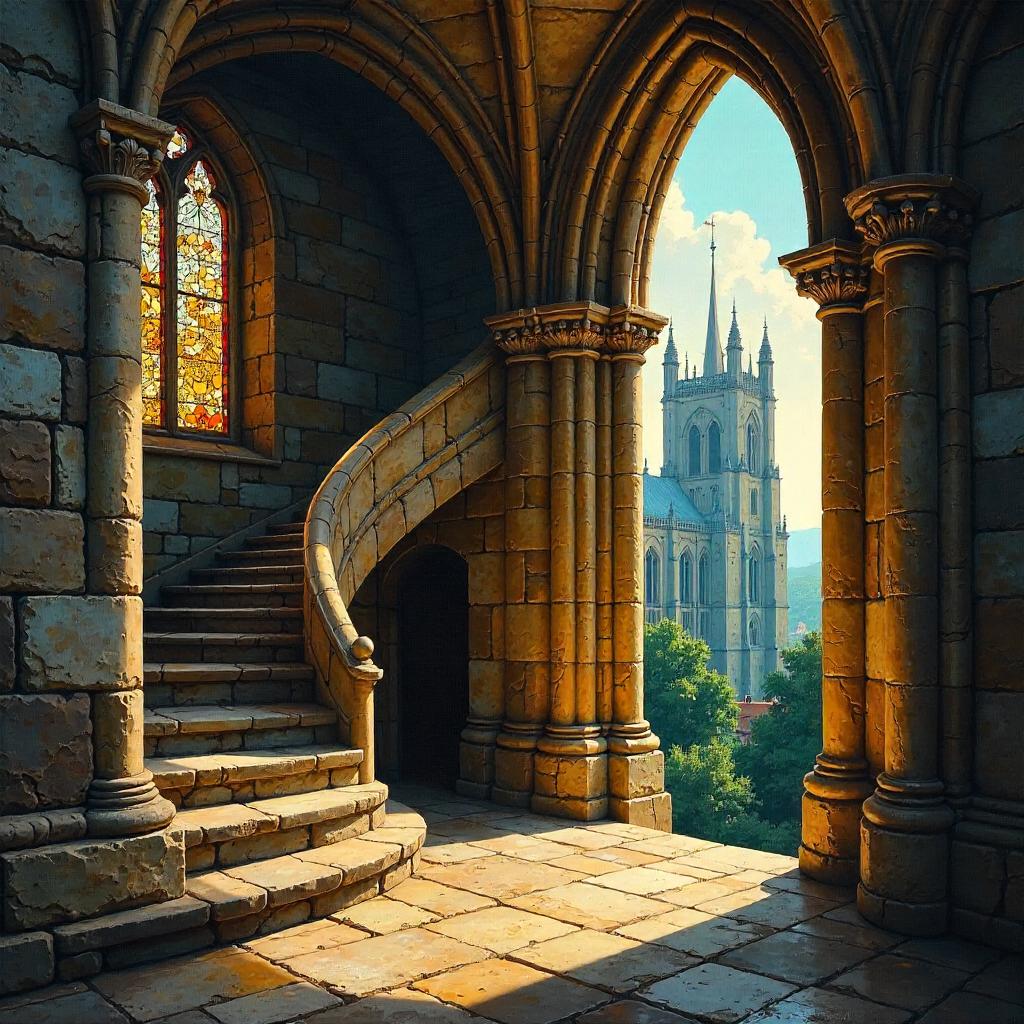 Cathedral in a Tower: An Oil Painting