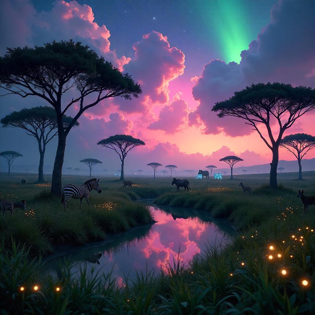 Magical Savanna Twilight in Photorealism