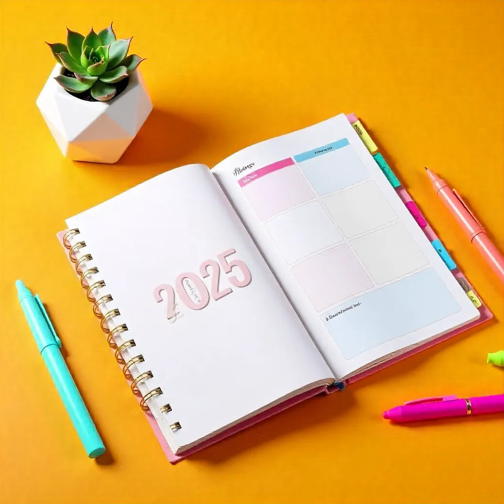 Vibrant 2025 Planner with Succulent on Orange