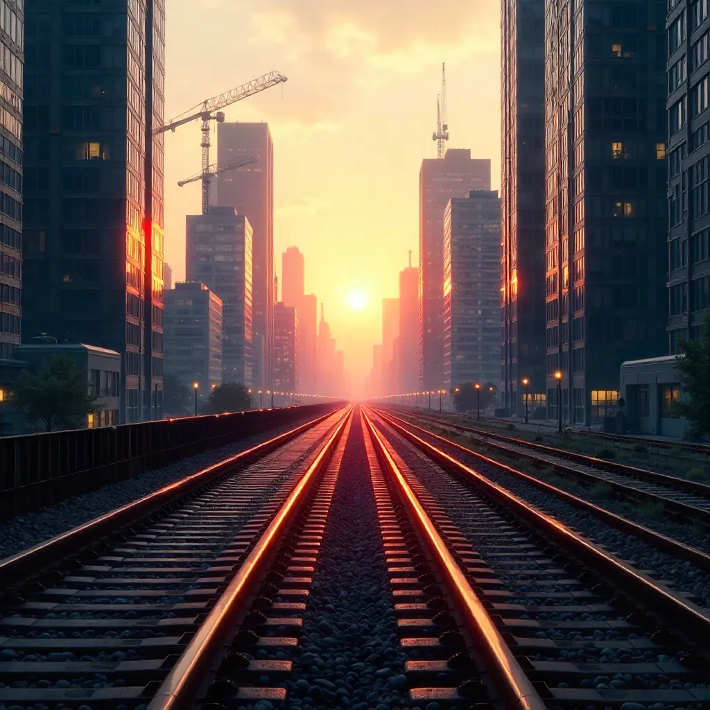 Railway Horizon Over a City Skyline