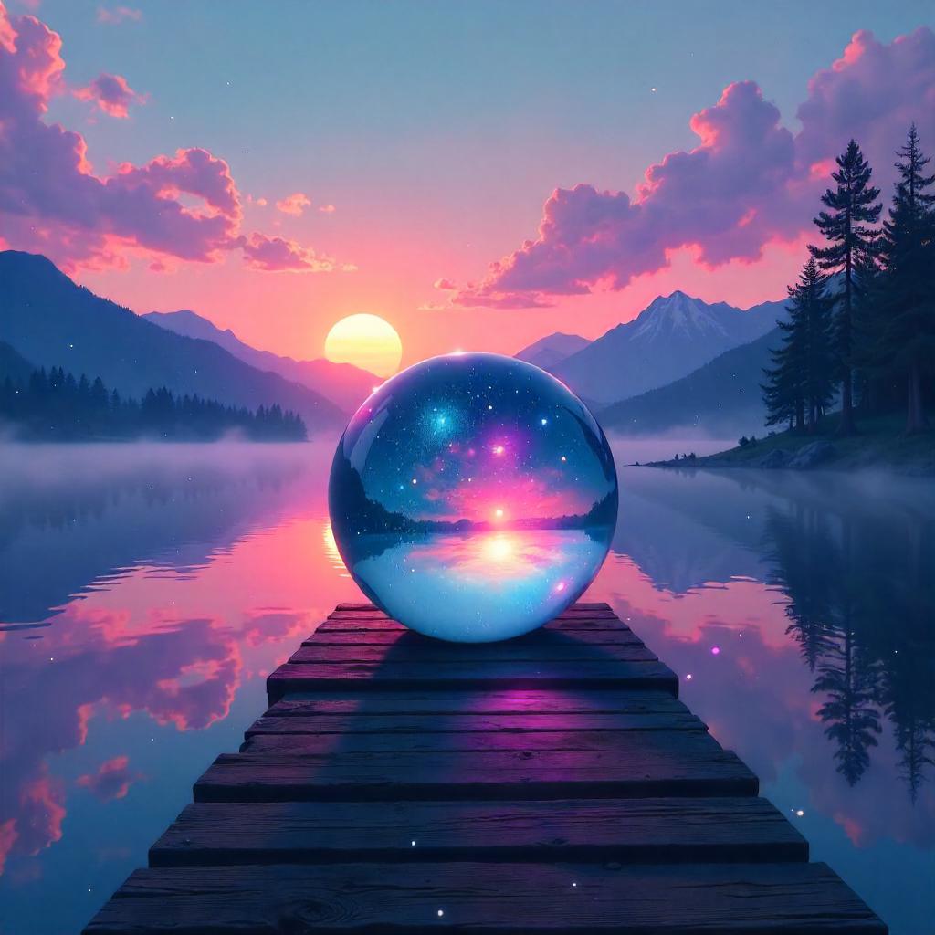 Crystal Ball by the Lake: Digital Sunset