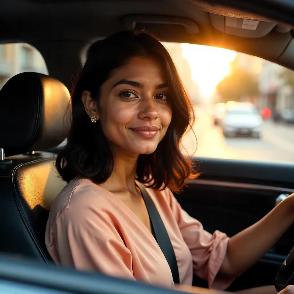 Photorealistic Portrait: Indian Woman in a Car