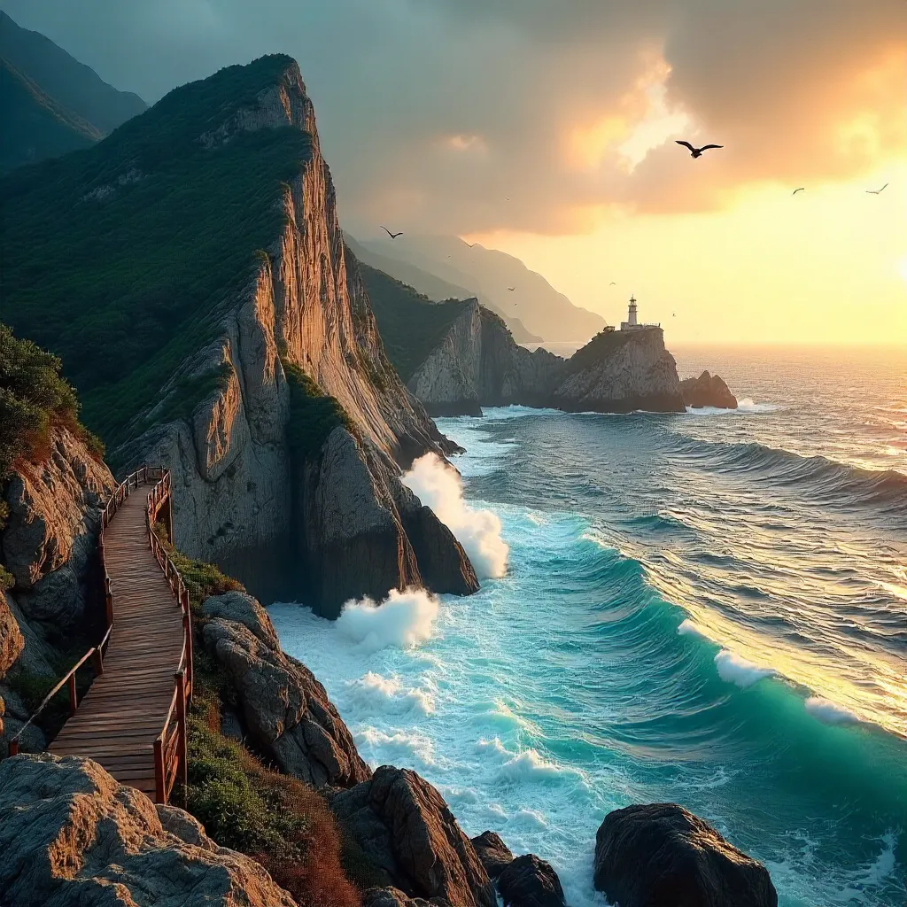 Rugged Chinese Seaboard at Golden Hour