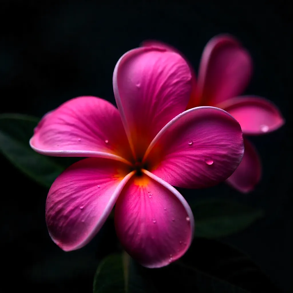 Moody Pink Plumeria Macro Portrait