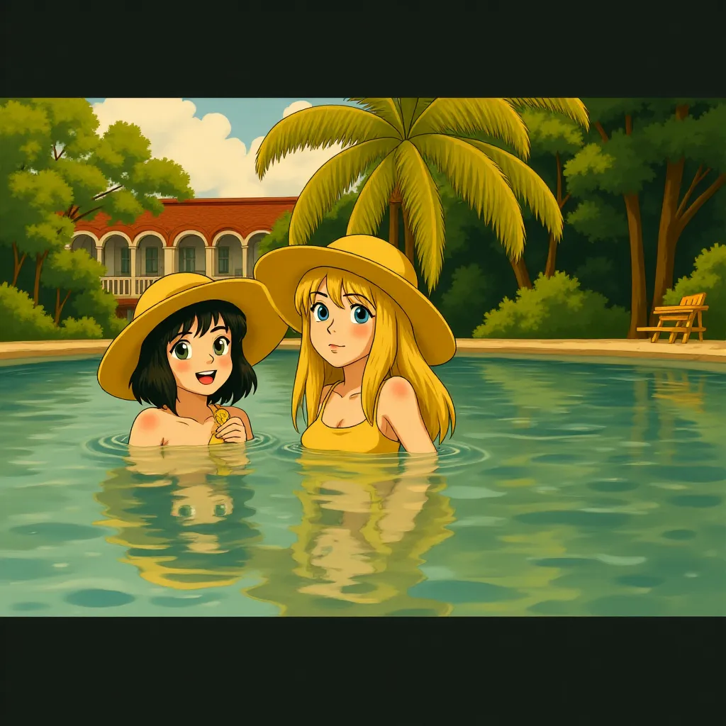 Liz Caribel Sierra and Trew Mullen in Blink Twice (2024) - Anime style
