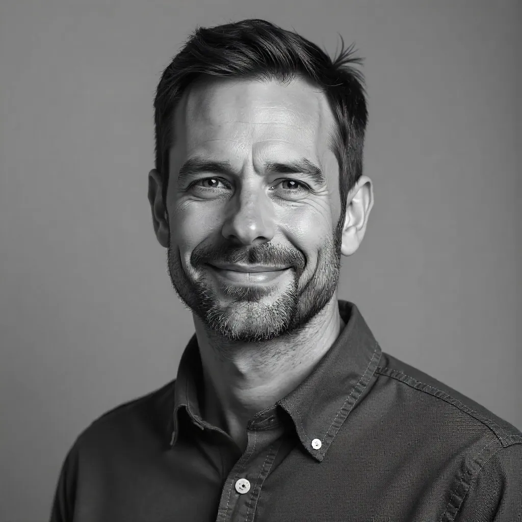 Monochrome Studio Portrait of a Confident Adult Man