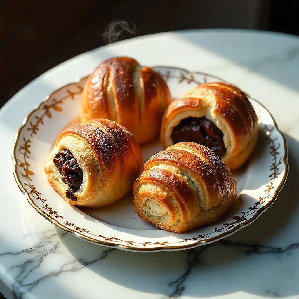 Fresh Pain au Chocolat on Marble Surface
