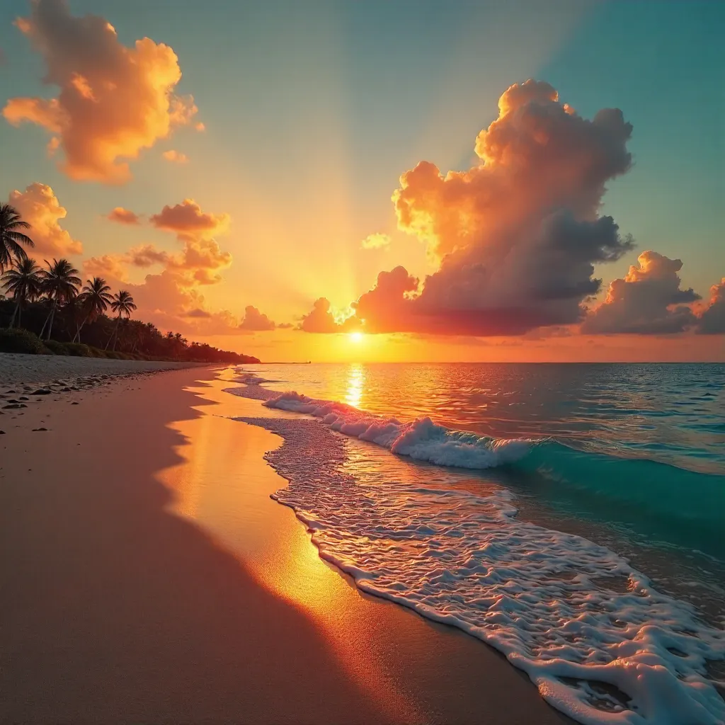 Sunset Over Sinaloa Beach: Orange Clouds and Calm Sea