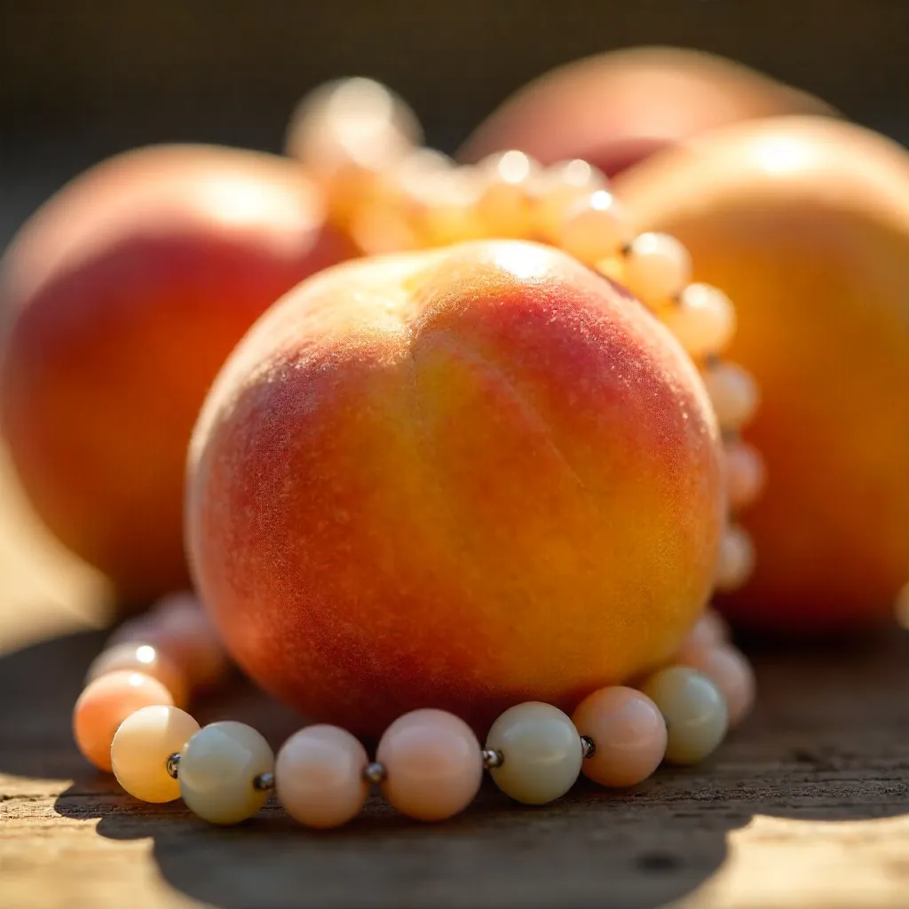 Sunlit Apricots with a Delicate Beaded Necklace