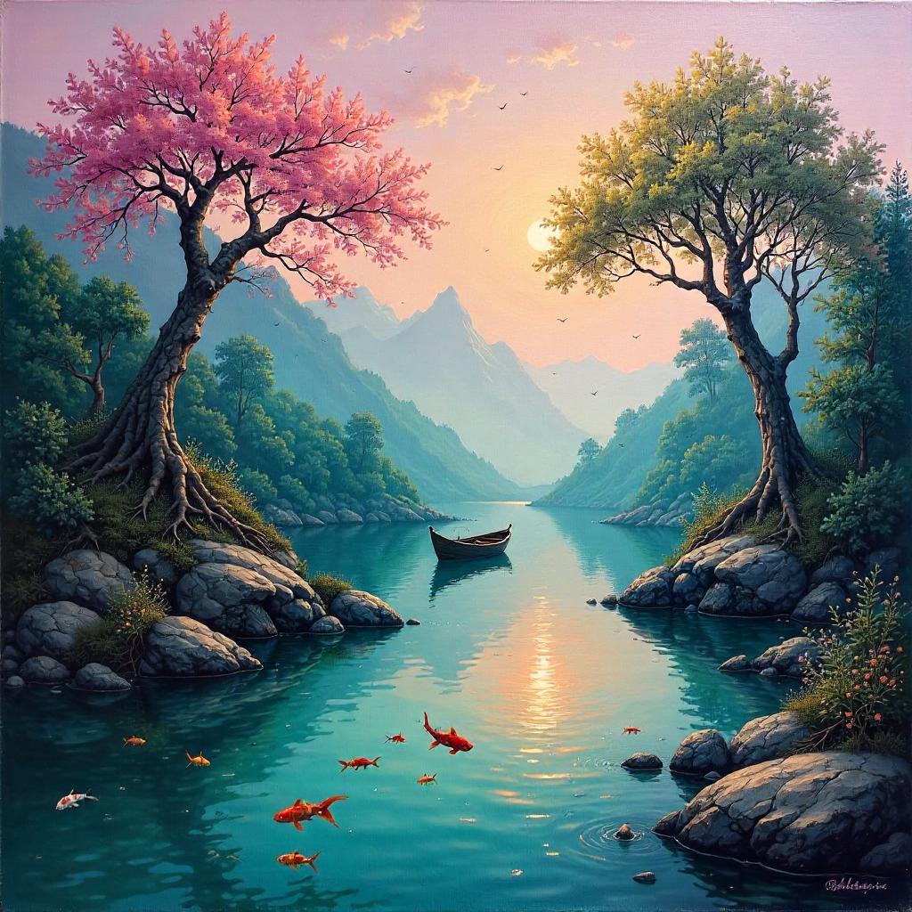Dream River in an Ethereal Oil World