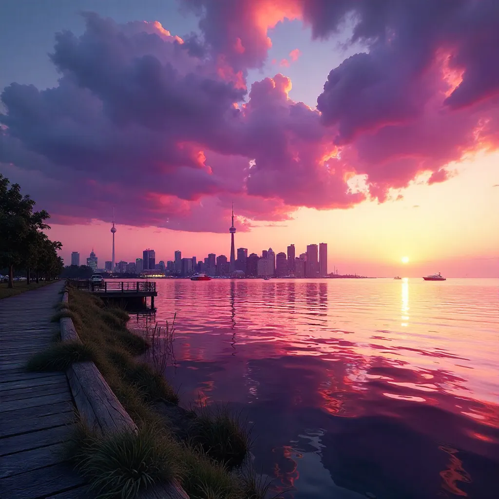 Stunning Toronto Sunset over Lake Ontario