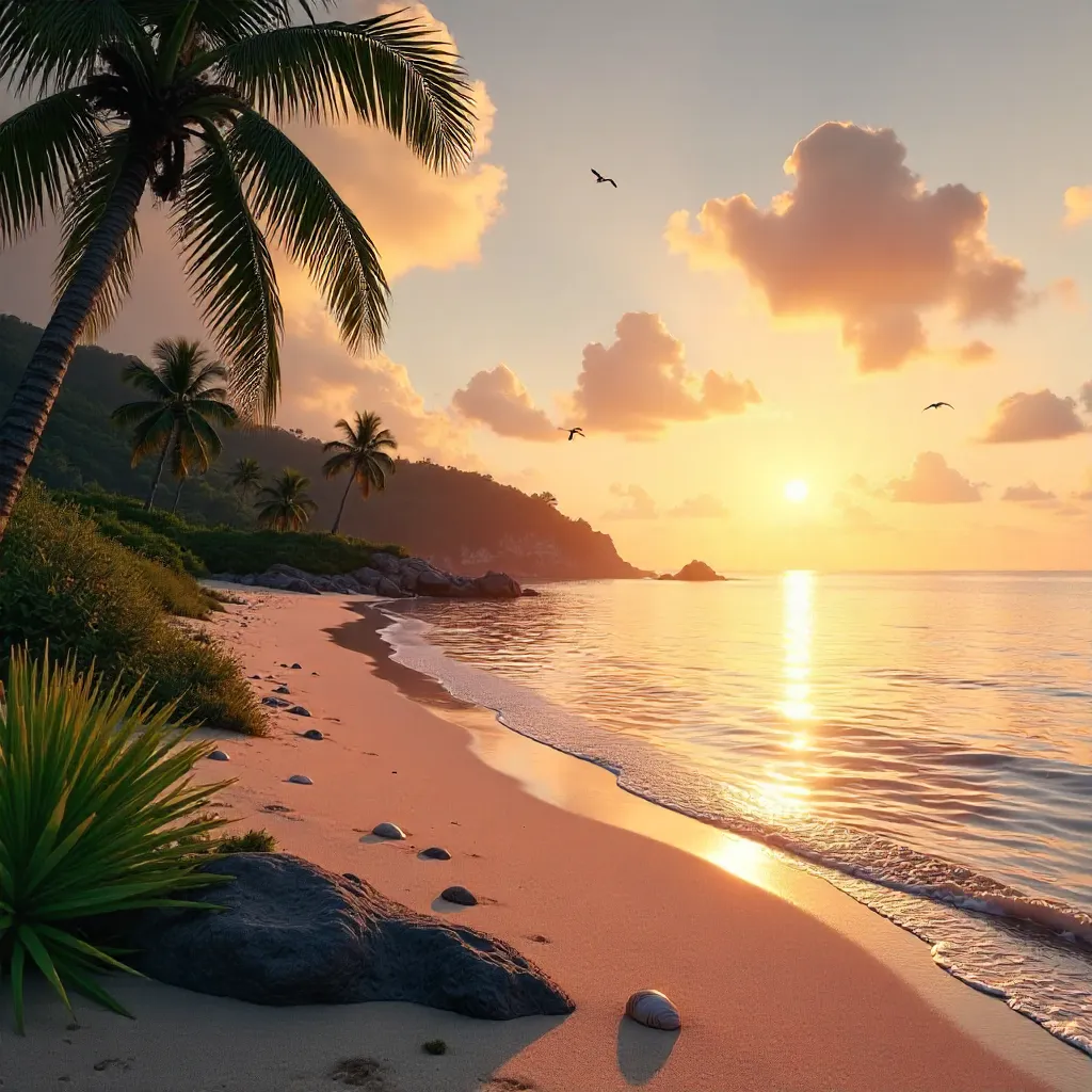 Tranquil Coastal Sunset Landscape