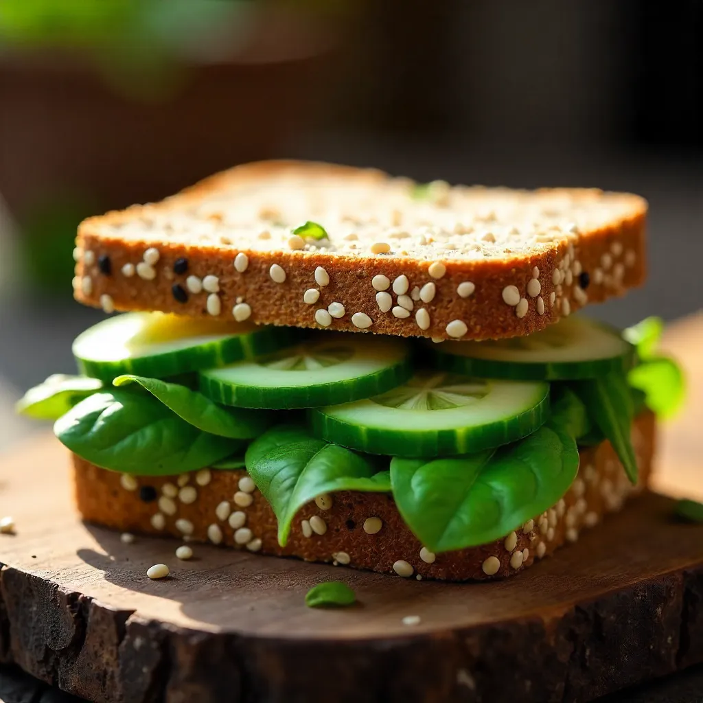 Macro Close-Up of Seeded Whole Grain Sandwich