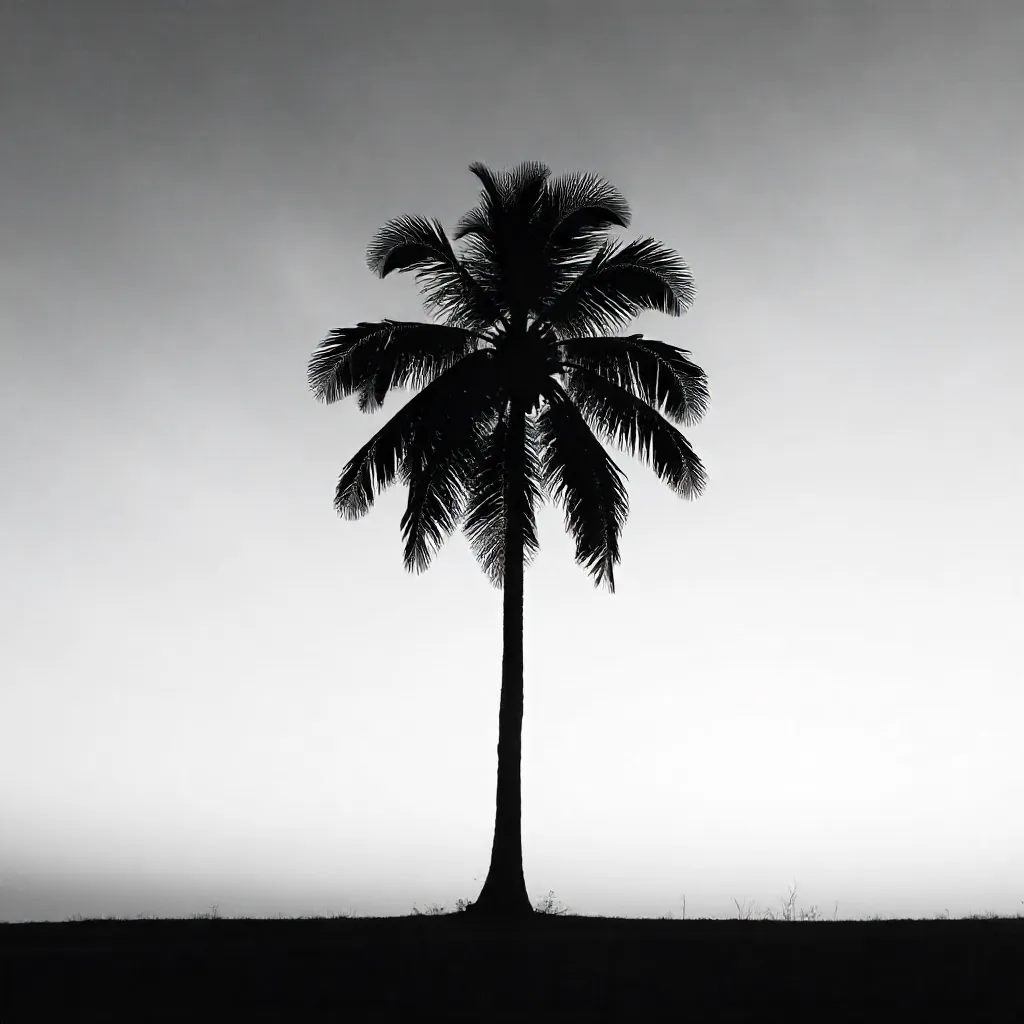 Lone Palm Silhouette Against the Sky