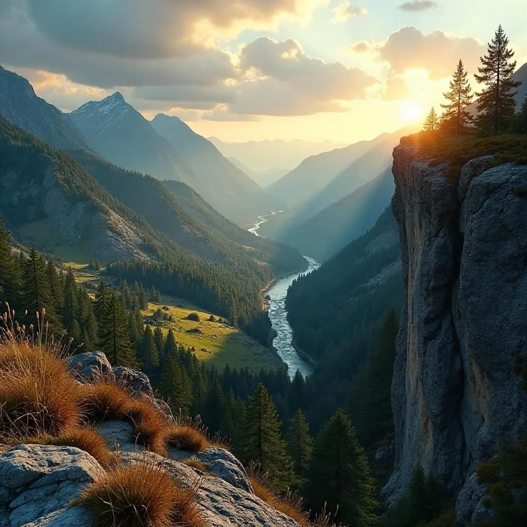Valley Edge Vista: Cliffside Photorealism