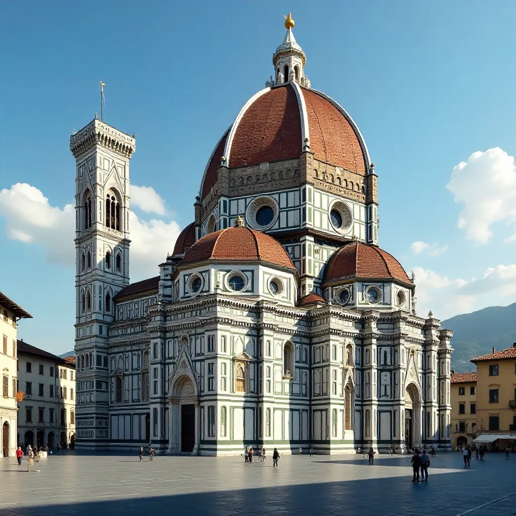 Dome and Cathedral of Florence under a Clear Sky