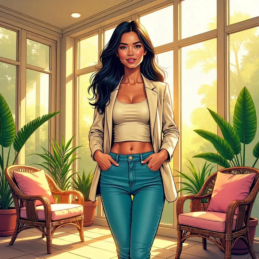 Sunroom Heroine in Comic Style