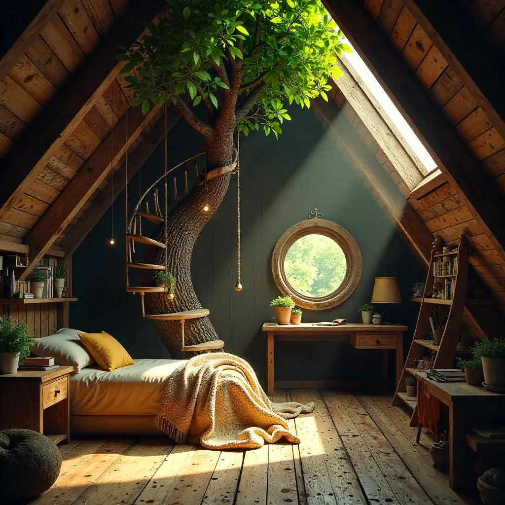 Photorealistic Attic Treehouse: Light in the Rafters