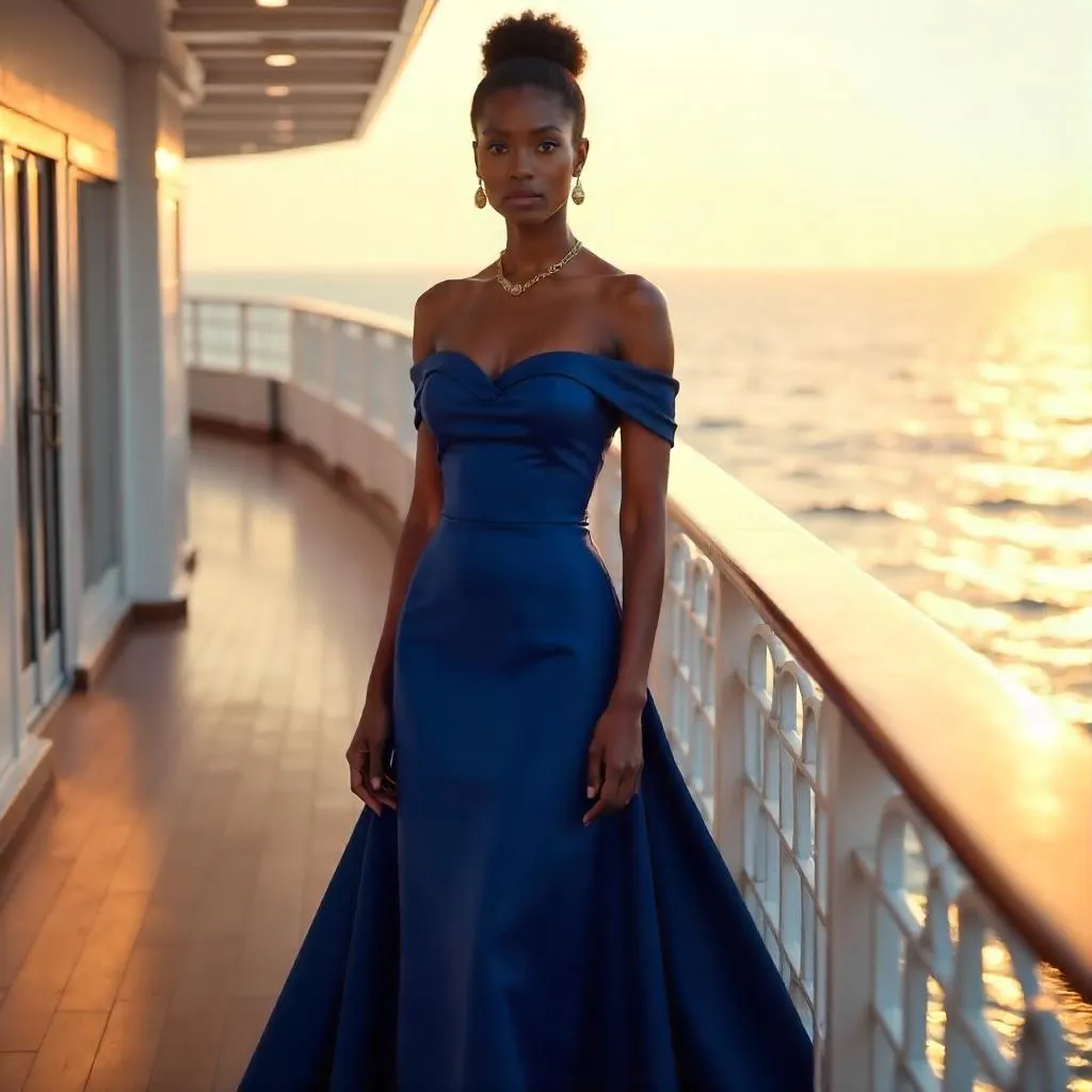 Elegant Black Woman on a Cruise Ship