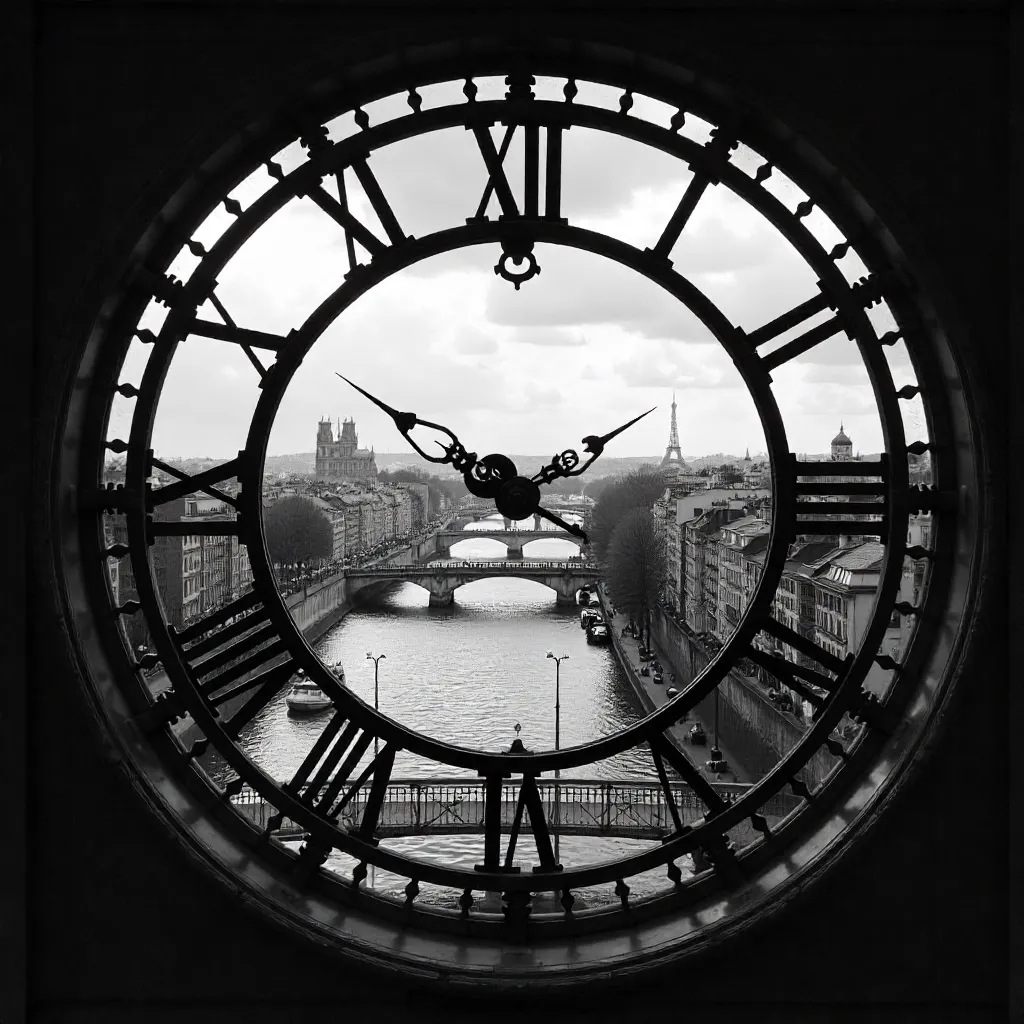 Monochrome Paris from the Orsay Clock Overlook