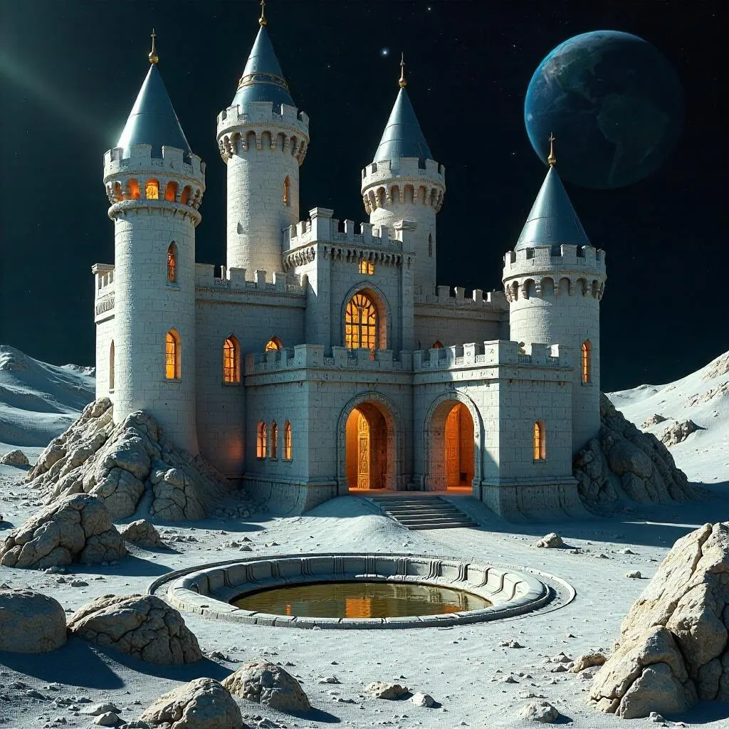 Lunar Castle: A Photorealistic Moon Fortress