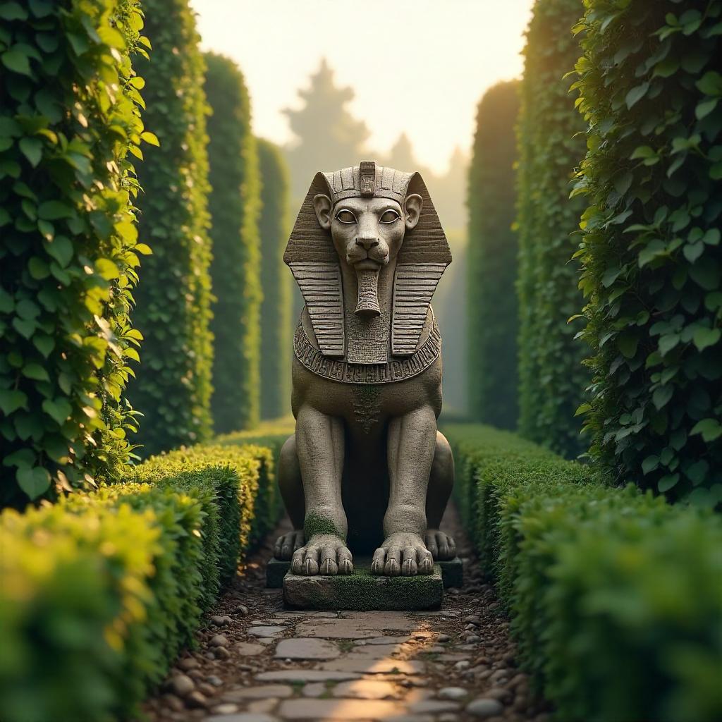 Sphinx in a Hedge Maze: 3D Render